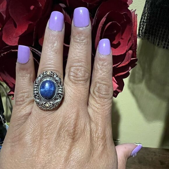 STAINLESS STEEL 316 L RING WITH LAPIS SIZE 7 - Picture 1 of 5